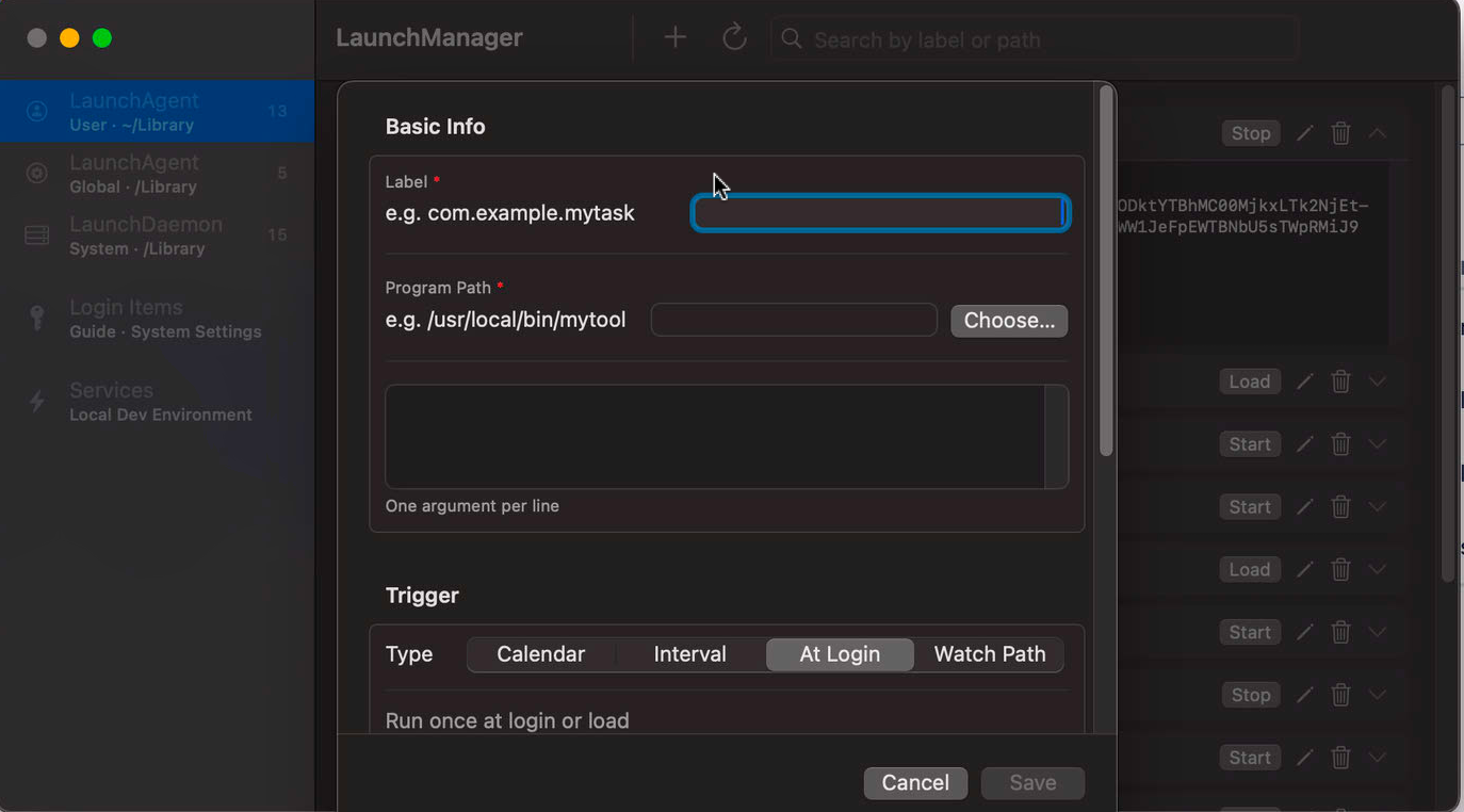 Create launchd job