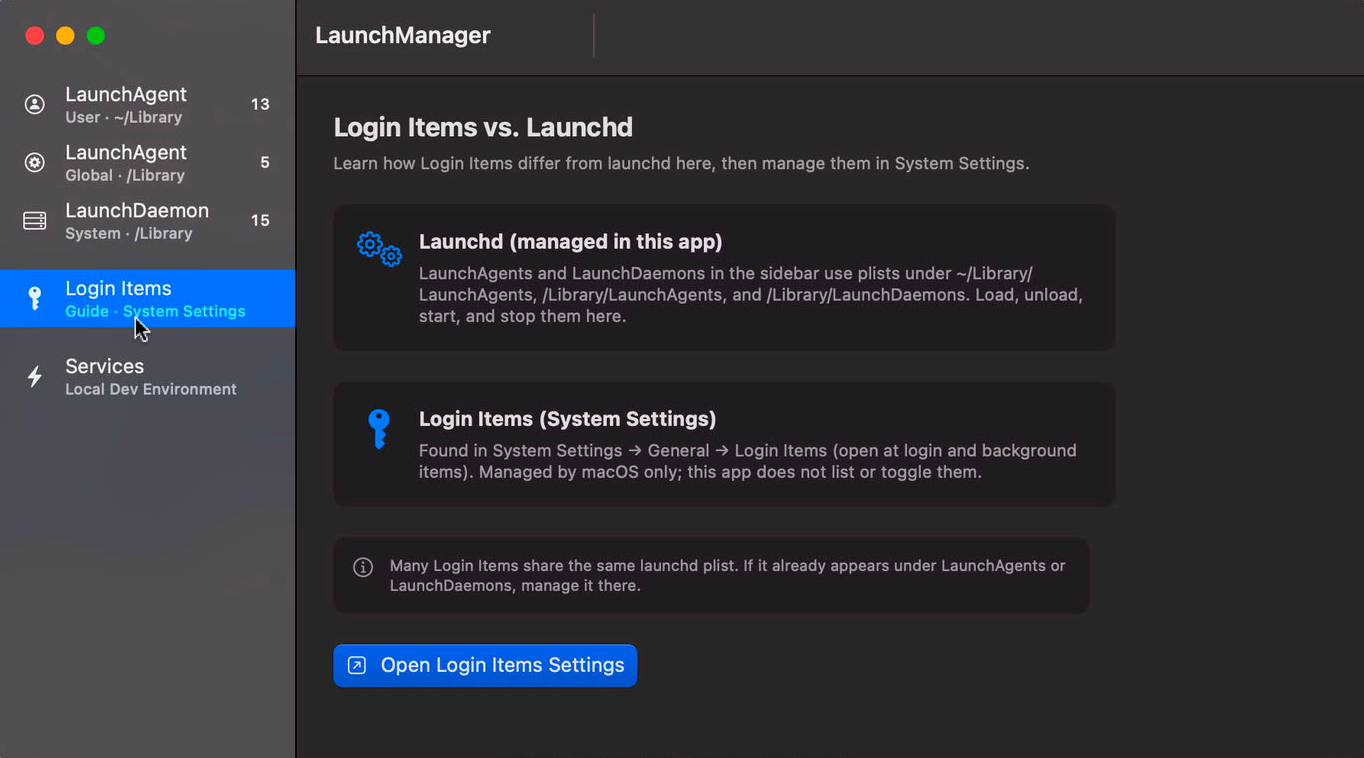 Login Items